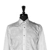 Mens Silky Shirt Button Up White Floral Long Sleeve Collared Dress Casual Summer Tropical Hawaiian Beach Handmade Medium