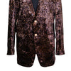 Mens Blazer Brown Leopard Print Velvet Dress Formal 2 Button Jacket Wedding Sport Coat 42R