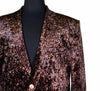 Mens Blazer Brown Leopard Print Velvet Dress Formal 2 Button Jacket Wedding Sport Coat 42R