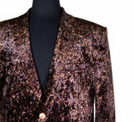Mens Blazer Brown Leopard Print Velvet Dress Formal 2 Button Jacket Wedding Sport Coat 42R