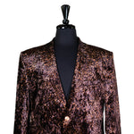 Mens Blazer Brown Leopard Print Velvet Dress Formal 2 Button Jacket Wedding Sport Coat 42R