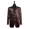 Mens Blazer Brown Leopard Print Velvet Dress Formal 2 Button Jacket Wedding Sport Coat 42R