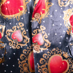 Mens Blazer Gray Red Gold Hearts Velvet Dress Formal 2 Button Jacket Wedding Sport Coat 42R