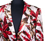 Mens Blazer Red White Floral Velvet Dress Formal 2 Button Jacket Wedding Sport Coat 42R