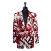 Mens Blazer Red White Floral Velvet Dress Formal 2 Button Jacket Wedding Sport Coat 42R