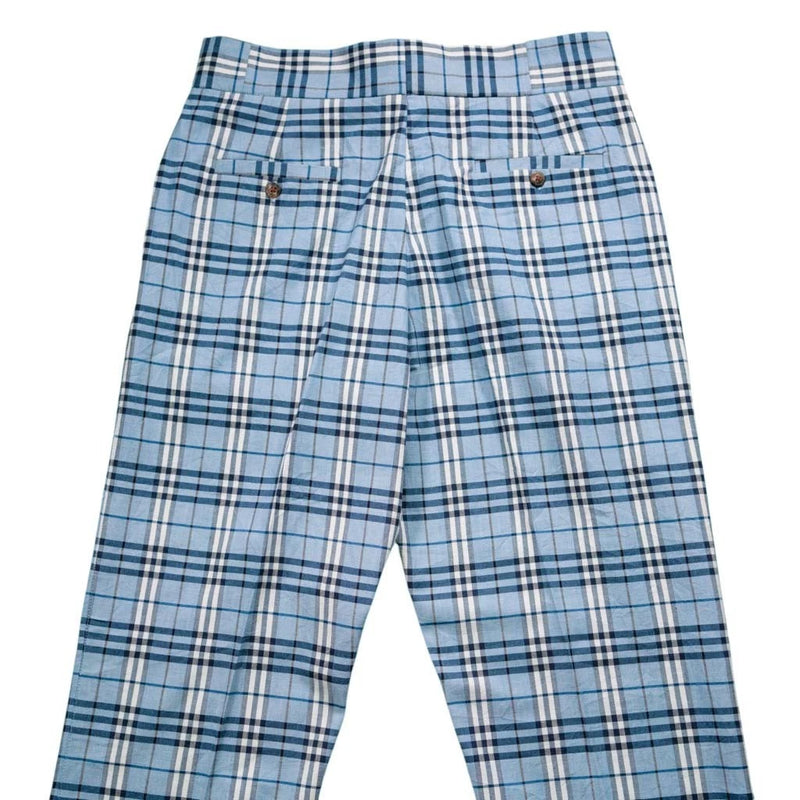 Mens 34 Gurkha Pants Blue White Plaid Cotton Flat Front Straight Fit T ...
