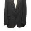 Mens Blazer Black Gray Geometric Wool Dress Formal Tuxedo Suit Jacket Wedding Sport Coat 46R