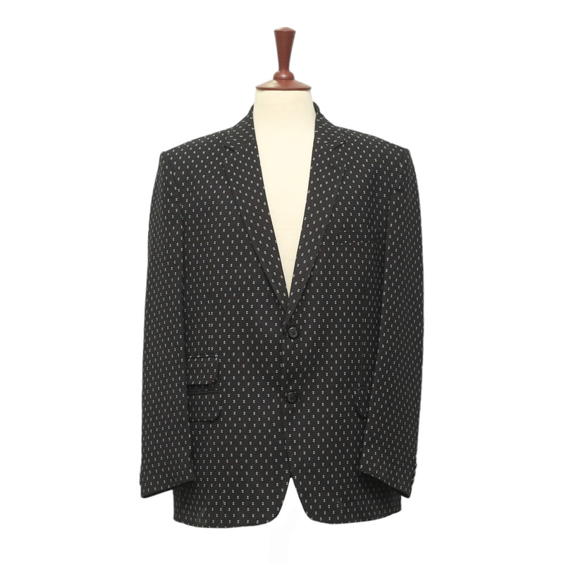 Mens Blazer Black Gray Geometric Wool Dress Formal Tuxedo Suit Jacket Wedding Sport Coat 46R