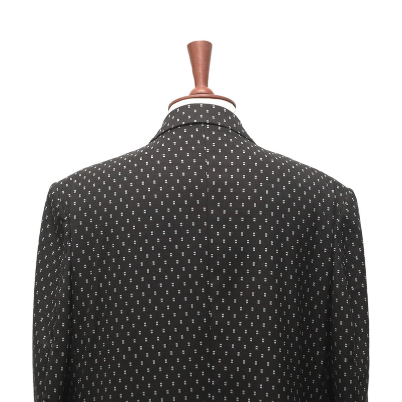 Mens Blazer Black Gray Geometric Wool Dress Formal Tuxedo Suit Jacket Wedding Sport Coat 46R