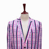 Mens Blazer Pink Purple White Plaid Cotton Formal Party Jacket Wedding Sport Coat 42R
