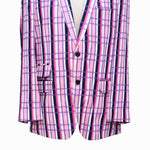 Mens Blazer Pink Purple White Plaid Cotton Formal Party Jacket Wedding Sport Coat 42R