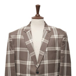 Mens Blazer Beige White Plaid Wool Handmade Dress Formal Suit Jacket Wedding Sport Coat 48R