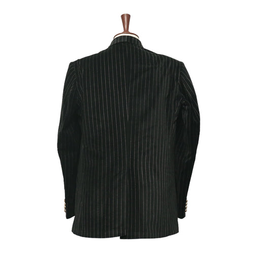 Mens Blazer Black Pinstripe Velvet Handmade Dress Formal Suit Jacket Wedding Sport Coat 44R