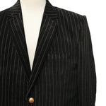 Mens Blazer Black Pinstripe Velvet Handmade Dress Formal Suit Jacket Wedding Sport Coat 44R