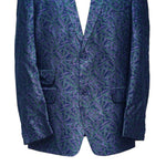 Mens Jacquard Blazer Blue Purple Green Floral Abstract Formal Party Jacket Sport Coat 42R