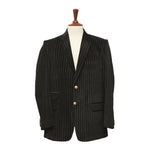 Mens Blazer Black Pinstripe Velvet Handmade Dress Formal Suit Jacket Wedding Sport Coat 44R