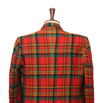 Mens Blazer Red Green Textured Plaid Check Handmade Dress Formal Suit Jacket Wedding Sport Coat 44R