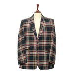 Mens Blazer Blue Red Tartan Plaid Check Wool Handmade Dress Formal Suit Jacket Wedding Sport Coat 44R