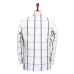 Mens Blazer White Blue Plaid Cotton Formal Party Jacket Wedding Sport Coat 42R