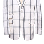 Mens Blazer White Blue Plaid Cotton Formal Party Jacket Wedding Sport Coat 42R