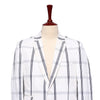 Mens Blazer White Blue Plaid Cotton Formal Party Jacket Wedding Sport Coat 42R