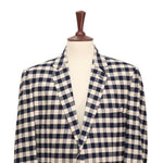 Mens Blazer Blue Beige Plaid Check Cotton 2 Button Dress Formal Suit Jacket Wedding Sport Coat 46R