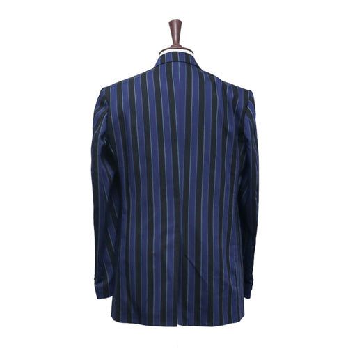 Mens Blazer 44R Blue Black Striped Wool Sport Coat 2 Button Jacket Formal Wedding Party