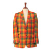 Mens Blazer Orange Yellow Green Plaid Check Wool Dress Formal Suit Jacket Wedding Sport Coat 44R
