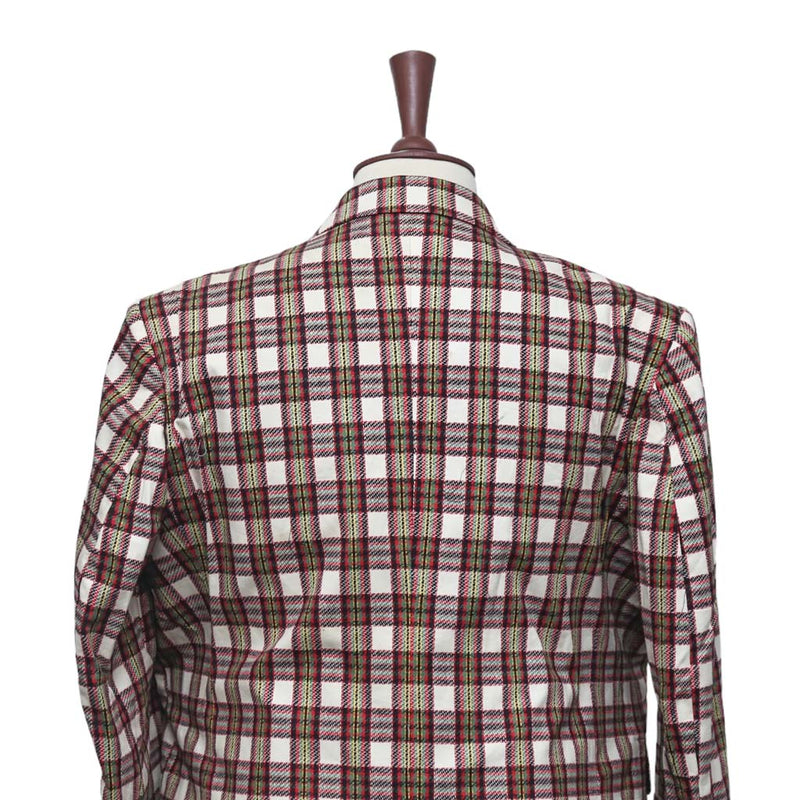 Mens Blazer Beige Red Plaid Check Cotton 2 Button Dress Formal Suit Jacket Wedding Sport Coat 46R