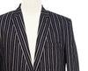 Mens Blazer Black Ivory Striped Cotton Formal Party Jacket Wedding Sport Coat 42R
