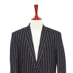 Mens Blazer Black Ivory Striped Cotton Formal Party Jacket Wedding Sport Coat 42R