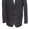 Mens Blazer Black Ivory Striped Cotton Formal Party Jacket Wedding Sport Coat 42R