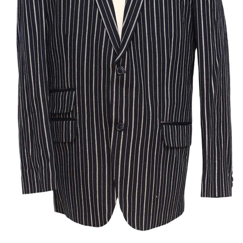 Mens Blazer Black Ivory Striped Cotton Formal Party Jacket Wedding Sport Coat 42R