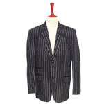 Mens Blazer Black Ivory Striped Cotton Formal Party Jacket Wedding Sport Coat 42R