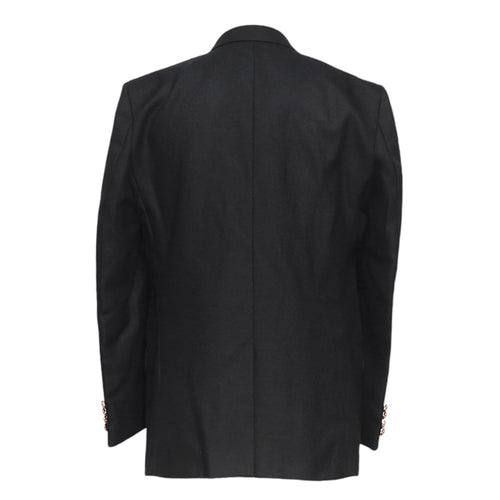 Mens Blazer Black 100% Wool Gold 2 Button Formal Suit Jacket Wedding Sport Coat 42R