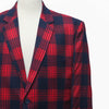 Mens Blazer Red Blue Plaid Check Cotton 2 Button Dress Formal Suit Jacket Wedding Sport Coat 48R