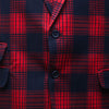 Mens Blazer Red Blue Plaid Check Cotton 2 Button Dress Formal Suit Jacket Wedding Sport Coat 48R