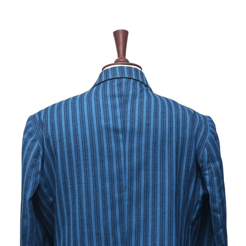 Mens Blazer Blue Striped Wool 2 Button Dress Formal Suit Jacket Wedding Sport Coat 48R
