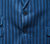 Mens Blazer Blue Striped Wool 2 Button Dress Formal Suit Jacket Wedding Sport Coat 48R