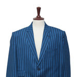 Mens Blazer Blue Striped Wool 2 Button Dress Formal Suit Jacket Wedding Sport Coat 48R