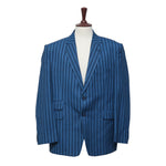 Mens Blazer Blue Striped Wool 2 Button Dress Formal Suit Jacket Wedding Sport Coat 48R