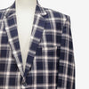 Mens Blazer Blue White Plaid Check Wool Handmade Dress Formal Suit Jacket Wedding Sport Coat