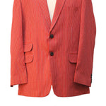 Mens Blazer Red Striped Cotton 2 Button Dress Formal Suit Jacket Wedding Sport Coat 44R