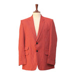 Mens Blazer Red Striped Cotton 2 Button Dress Formal Suit Jacket Wedding Sport Coat 44R