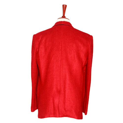 Mens Blazer Red Textured 100% Wool Formal Party Jacket Wedding Sport Coat 42R