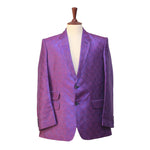 Mens Blazer Purple Geometric Silk Handmade Dress Formal Tuxedo Suit Jacket Sport Coat 44R