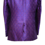 Mens Blazer Purple Geometric Silk Handmade Dress Formal Tuxedo Suit Jacket Sport Coat 44R