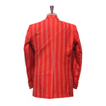 Mens Blazer Red Orange Striped Cotton Handmade Dress Formal Suit Jacket Wedding Sport Coat 44R