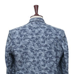 Mens Blazer Blue Camouflage Cotton Handmade Dress Formal Suit Jacket Wedding Sport Coat 44R