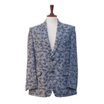 Mens Blazer Blue Camouflage Cotton Handmade Dress Formal Suit Jacket Wedding Sport Coat 44R